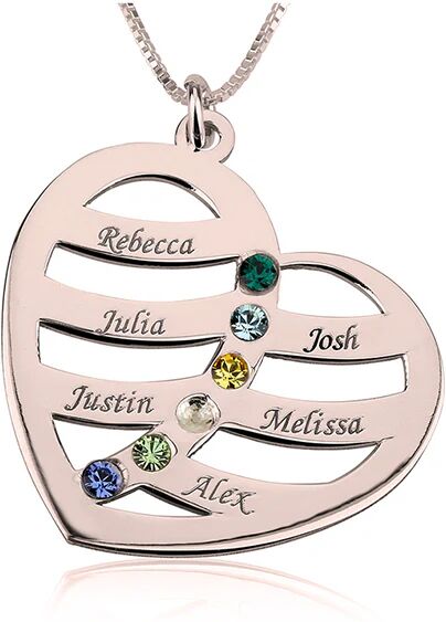 Unbranded Name and Birthstone Heart Necklace for Mom