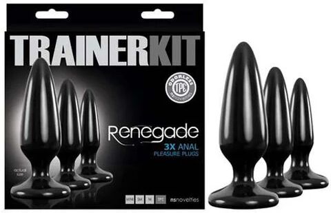 NS Novelties Renegade Pleasure Plug Trainer Kit Black Butt Plugs Set Of 3 Sizes