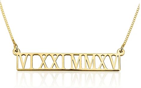 Unbranded Roman Numeral Cut Out Bar Necklace