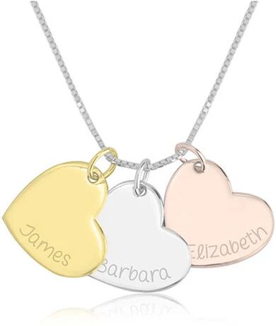 Unbranded Three Tone Engraved Heart Necklace