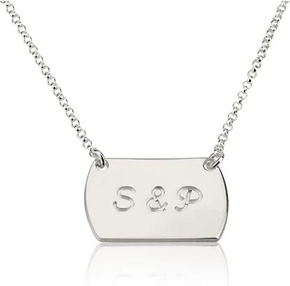 Unbranded Two Initial Horizontal Dog Tag Style Necklace