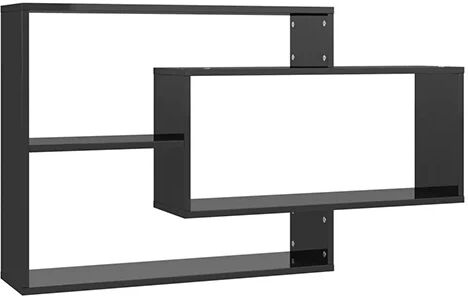 Unbranded Wall Shelves High Gloss Black 104X20 Cm Chipboard