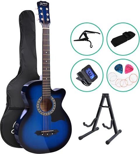 Alpha 38 Inch Wooden Acoustic Guitar With Accessories Set