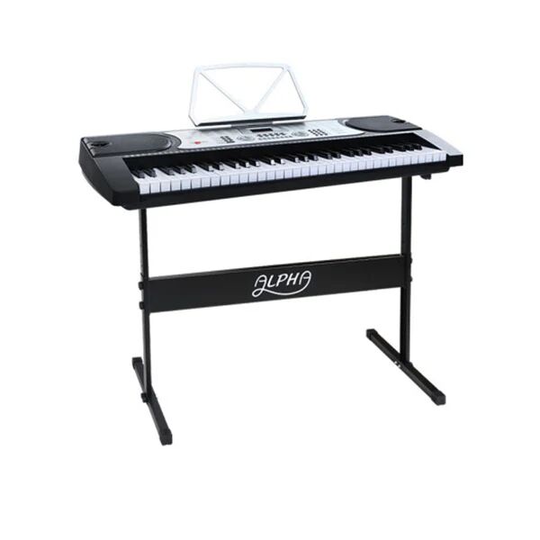 Alpha 61 Keys Electronic Piano Keyboard Led Electric Silver Music Stand