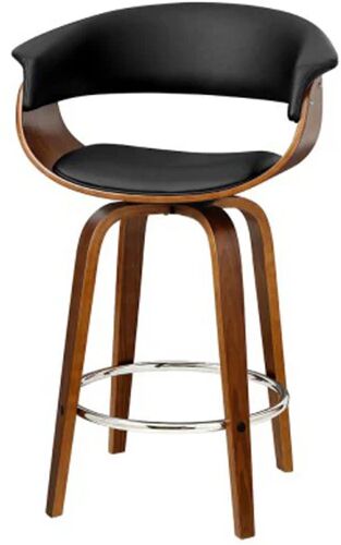 Artiss 1X Swivel Bar Stools Wooden Bar Stool Kitchen Leather Black