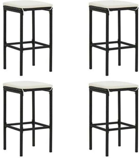 Unbranded Bar Stools With Cushions 4 Pcs Black Poly Rattan