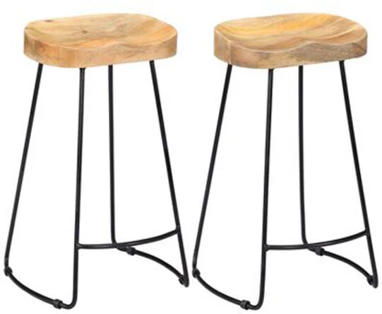 Unbranded Gavin Bar Stools 2 Pcs Solid Mango Wood 45X40X62 Cm