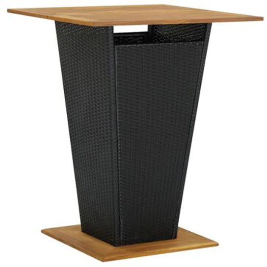 Unbranded Bar Table Black 80X80X110 Cm Poly Rattan And Solid Acacia Wood