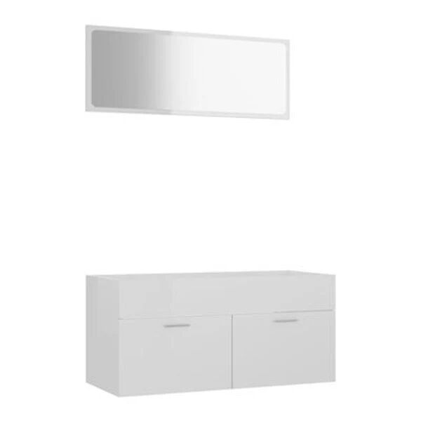 Unbranded 2 Piece Bathroom Furniture Set High Gloss White 90 Cm Chipboard