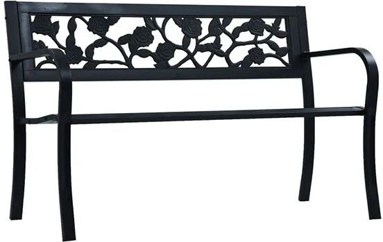 Unbranded Garden Bench 125 Cm Black Powder Coated Steel