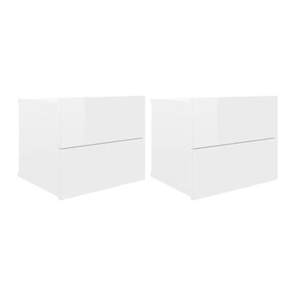 Unbranded Bedside Cabinets 2 Pcs High Gloss White 40X30X30 Cm Chipboard