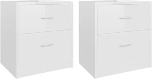 Unbranded Bedside Cabinets 2 Pcs High Gloss White 40X30X40 Cm Chipboard