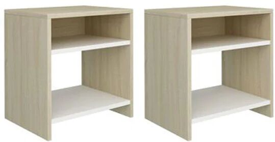 Unbranded Bedside Cabinets 2 Pcs White And Sonoma Oak 40X30X40 Cm Chipboard