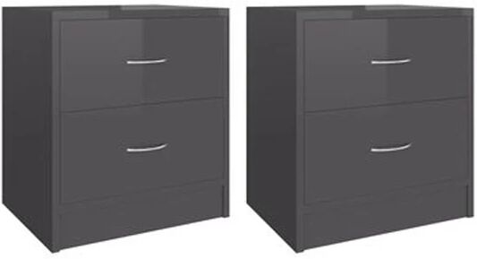 Unbranded Bedside Cabinets High Gloss Grey 2 Pcs 40X30X40 Cm Chipboard