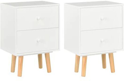 Unbranded Bedside Cabinets 2 Pcs White 40X30X50 Cm Solid Pinewood