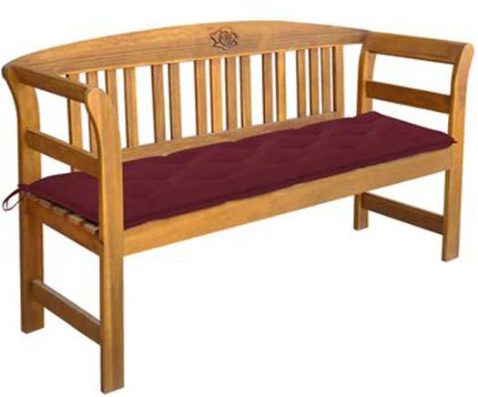 Unbranded Garden Bench With Wine Red Cushion 157 Cm Solid Acacia Wood