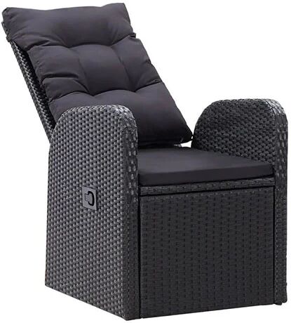 Unbranded Reclining Garden Chair With Cushion Pe Rattan Black