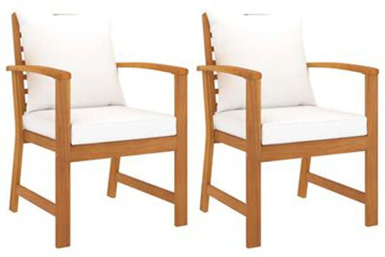 Unbranded Garden Chairs 2 Pcs With Cream Cushion Solid Acacia Wood