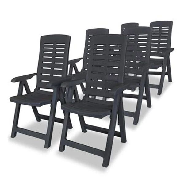 Unbranded Reclining Garden Chairs 6 Pcs Plastic Anthracite