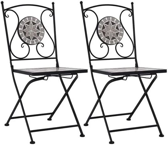 Unbranded Mosaic Bistro Chairs Powder Coated Iron Frame 2 Pcs