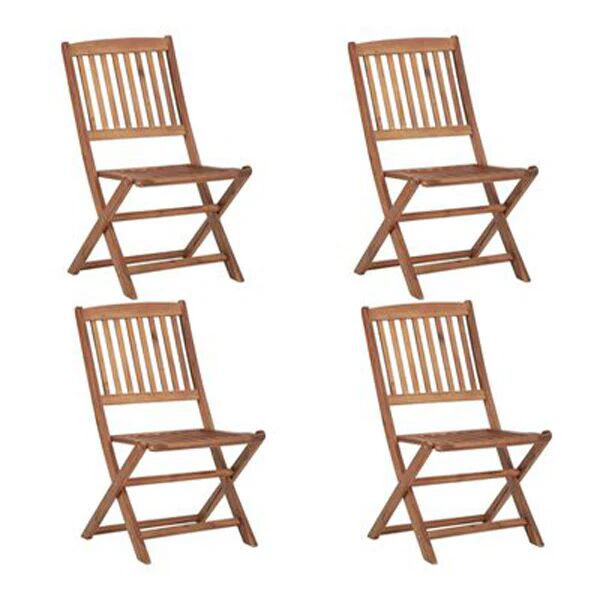 Unbranded Folding Outdoor Chairs Solid Acacia Wood 4 Pcs