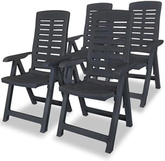 Unbranded Reclining Garden Chairs 4 Pcs Plastic Anthracite