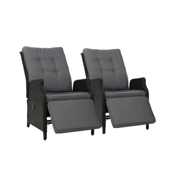 Unbranded Recliner Chairs Sun Lounge Furniture Setting Patio Wicker Sofa 2Pcs