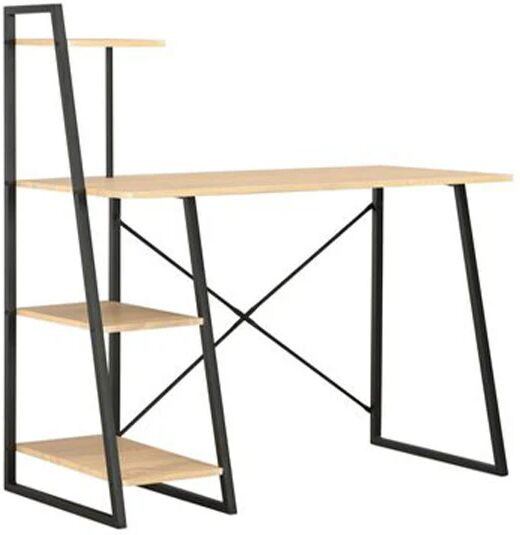 Unbranded Desk With Shelving Unit Black And Oak 102X50X117 Cm