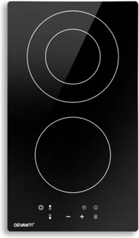 Devanti Electric Ceramic Cooktop 30Cm Kitchen Cooker Hob Touch Control 3 Zones