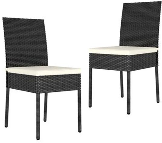 Unbranded Garden Dining Chairs 2 Pcs Poly Rattan Black