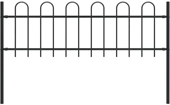 Unbranded Garden Fence With Hoop Top Steel 60 Cm Black