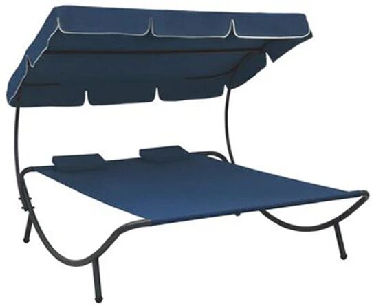 Unbranded Outdoor Lounge Bed With Canopy And Pillows Blue