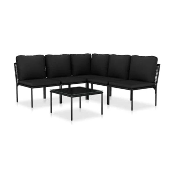 Unbranded 6 Piece Garden Lounge Set With Cushions Black Pvc