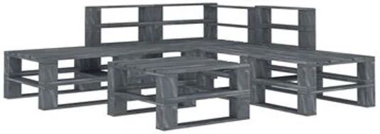 Unbranded 6 Piece Grey Pinewood Garden Pallet Lounge Set