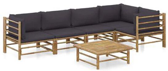 Unbranded 6Piece Garden Lounge Set With Cushions Bamboo