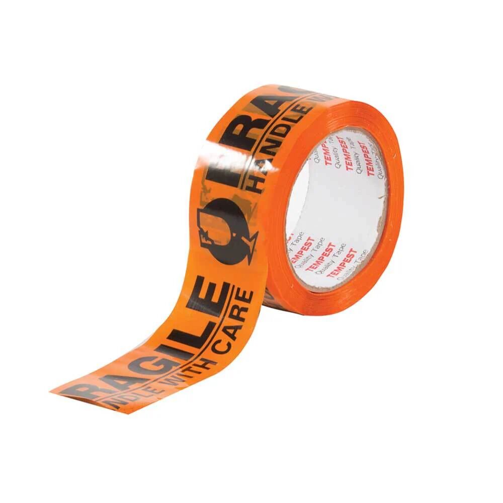 Unbranded 6 Rolls Fragile Dispatch Tape Orange Black 48Mmx75M