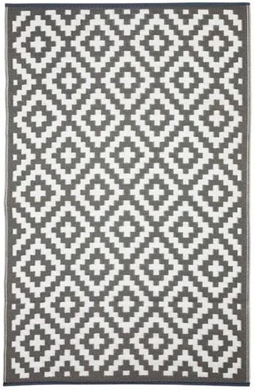 Unbranded Aztec Grey And White Recycled Plastic Outdoor Rug and Mat