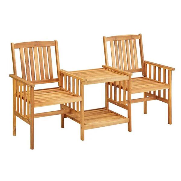 Unbranded Garden Chairs With Tea Table 159X61X92 Cm Solid Acacia Wood