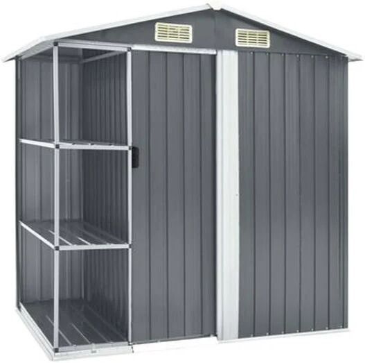 Unbranded Garden Shed With Rack Grey 205X130X183 Cm Iron