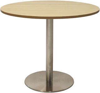 Unbranded Annular Base Table 900Mm Natural Oak Stainless Steel