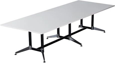 Unbranded Hurricane Boardroom Table Dual Post 2 Piece Top Double Stage White