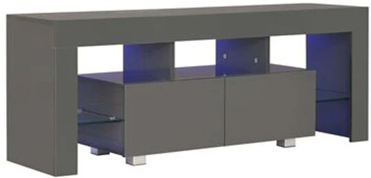 Unbranded Tv Cabinet With Led Lights High Gloss Grey 130X35X45 Cm