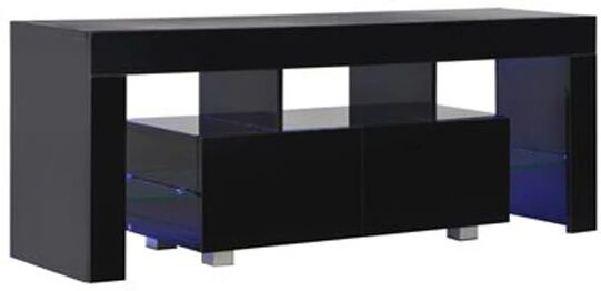 Unbranded Tv Cabinet With Led Lights High Gloss Black 130X35X45 Cm