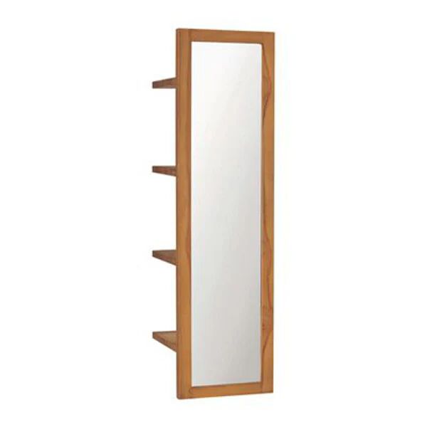 Unbranded Wall Mirror With Shelves 30X30X120 Cm Solid Teak Wood