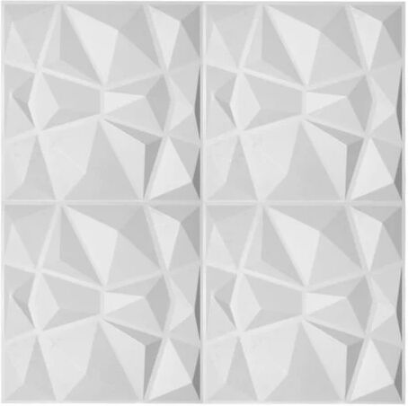 Unbranded 3D Pvc Wall Panels 12 Pcs Paintable Home Decor 50X50 Cm Matte White