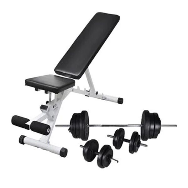Unbranded Workout Bench With Barbell And Dumbbell Set