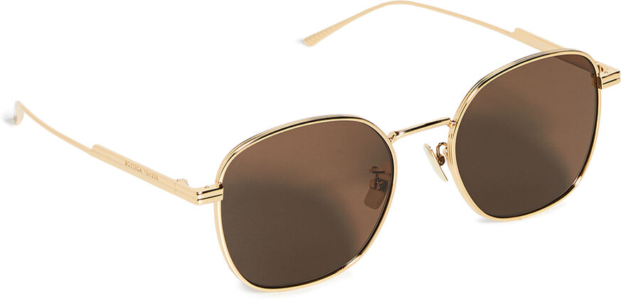 Bottega Veneta Metal Ribbon Round Sunglasses Gold/Gold/Brown One Size  Gold/Gold/Brown  size:One Size