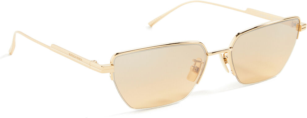 Bottega Veneta Narrow Metal Cat Eye Sunglasses Gold-Gold-Brown One Size  Gold-Gold-Brown  size:One Size