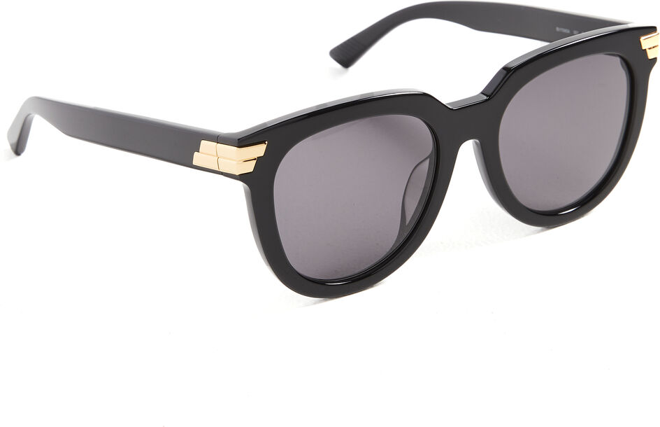 Bottega Veneta Feminine Round Acetate Sunglasses Black/Black/Grey One Size  Black/Black/Grey  size:One Size