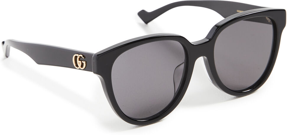 Gucci Rounded Cat Eye Sunglasses Black/Black/Grey One Size  Black/Black/Grey  size:One Size